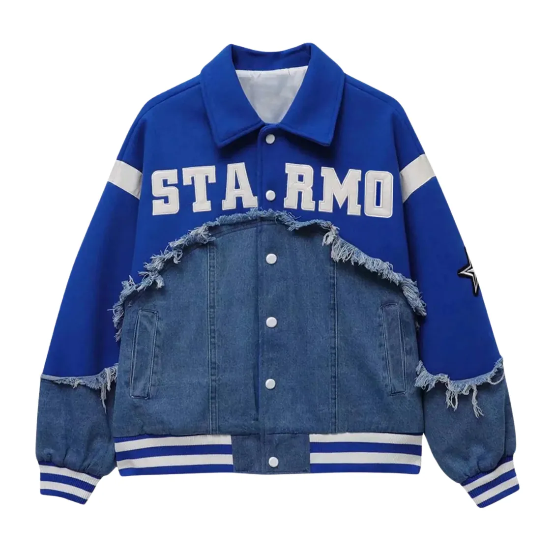 jean , veste en jean de luxe à patchwork lourd, veste en jean de baseball pour hommes